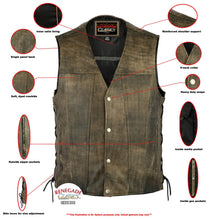 Load image into Gallery viewer, Antique Charm Men's Antique Brown Leather Motorcycle Vest