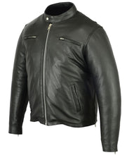Load image into Gallery viewer, Men's Black Sporty Cruiser Leather Jacket