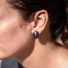 Load image into Gallery viewer, Black Paint Spattered Oval Lucite Stud Earrings