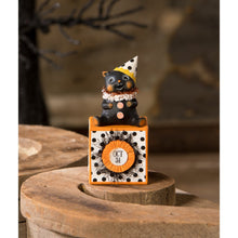Load image into Gallery viewer, Party Hat Kitty on Block by Bethany Lowe Designs