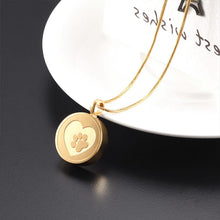 Load image into Gallery viewer, Paw Print In Heart Cremation Urn Necklace