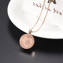 Load image into Gallery viewer, Paw Print In Heart Cremation Urn Necklace