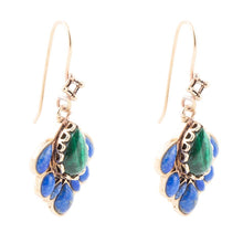 Load image into Gallery viewer, Peacock Blue Lapis Golden Drop Earrings