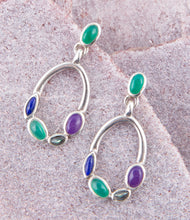 Load image into Gallery viewer, Peacock Multi-Stone Sterling Silver Earrings