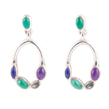 Load image into Gallery viewer, Peacock Multi-Stone Sterling Silver Earrings