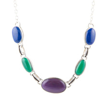Load image into Gallery viewer, Peacock Purple Agate Multistone Necklace