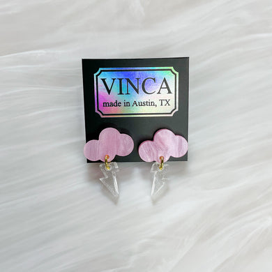 Baby Rain Cloud Earrings - Pink/Gold Shimmer