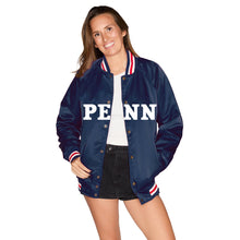 Load image into Gallery viewer, Penn Satin Letterman Bomber Jacket