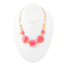 Load image into Gallery viewer, Peony Fuchsia Pink Agate Statement Necklace