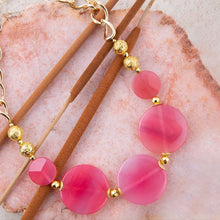 Load image into Gallery viewer, Peony Fuchsia Pink Agate Statement Necklace