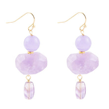 Load image into Gallery viewer, Purple Periwinkle Amethyst Golden Drop Earrings