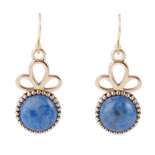 Load image into Gallery viewer, Petals of Blue Lapis Drop Golden Earrings