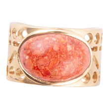 Load image into Gallery viewer, Pharoah Orange Sponge Coral and Golden Bronze Ring