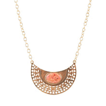 Load image into Gallery viewer, Pharoah Orange Sponge Coral Pendant and Golden Bronze Necklace