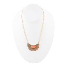 Load image into Gallery viewer, Pharoah Orange Sponge Coral Pendant and Golden Bronze Necklace