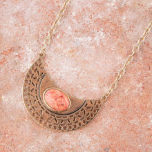 Load image into Gallery viewer, Pharoah Orange Sponge Coral Pendant and Golden Bronze Necklace