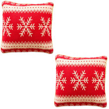 Load image into Gallery viewer, Set of 2 White Snowflakes on Red Christmas Throw Cushion Pillow Covers