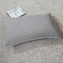 Load image into Gallery viewer, DaDa Bedding Floral Stone Wash Grey Diamond Pattern Quilted King Size Pillow Sham - 20” x 36” (JHW855)