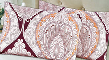Load image into Gallery viewer, Tache Maroon Mandala Ivory Damask Pillowcases (2131-PC)