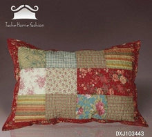 Load image into Gallery viewer, Tache Cotton Patchwork Beige Burgundy Paisley Floral Fairy Tale Tea Party Pillow Sham (DXJ103443)