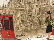 Load image into Gallery viewer, DaDa Bedding Set of 2-Pieces Postcard Milan Tapestry Throw Pillow Covers w/ Pillow Inserts, 18&quot; x 18&quot;