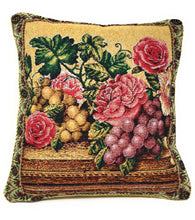 Load image into Gallery viewer, DaDa Bedding Set of 2-Pieces Parade Fruit &amp; Roses Garden Tapestry Throw Pillow Covers w/ Inserts - 18&quot; x 18&quot;