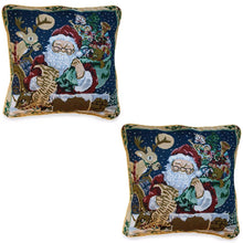 Load image into Gallery viewer, Set of 2 Santa Reading Gifts List Christmas Throw Cushion Pillow Covers