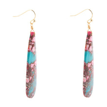 Load image into Gallery viewer, Pink and Blue Jasper Matrix Slab Golden Earrings