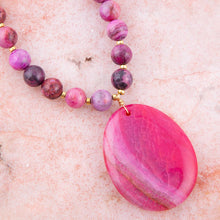 Load image into Gallery viewer, Pink Magenta Dreams Agate Slab Pendant Necklace