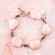 Load image into Gallery viewer, Aruba Pink Opal Golden Link Toggle Bracelet