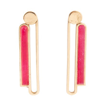 Load image into Gallery viewer, Pink Raspberry Quartz Elongated Golden Post Earrings