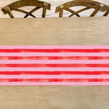 Load image into Gallery viewer, Pink and Red Painterly Stripes Table Runner
