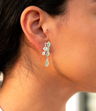 Load image into Gallery viewer, Pink Rhodonite Blue Amazonite and Varacite Petals Golden Clip Earrings