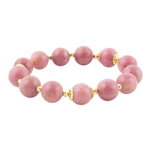 Load image into Gallery viewer, Pink Rhodonite Chunky Golden Stretch Bracelet