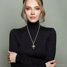 Load image into Gallery viewer, Pink Rhodonite Golden Cross Pendant Necklace
