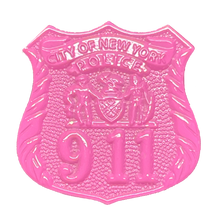 Load image into Gallery viewer, KK-014 Pink Breast Cancer Awareness Month NYPD NYC City of New York Police Department Police Officer lapel pin Thin Pink Line