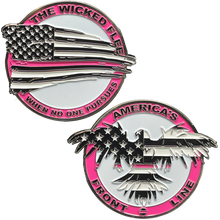 Load image into Gallery viewer, BL14-018 Thin Pink Line Flag and Eagle Breast Cancer Awareness Police Challenge Coin
