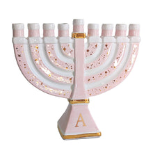 Load image into Gallery viewer, Shimmering Stars Menorah with 22K Gold Accents and Optional Monogram