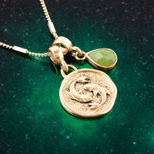 Load image into Gallery viewer, Pisces - Zodiac Green Jade Golden Charm Necklace