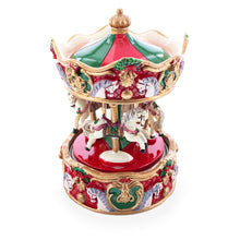 Load image into Gallery viewer, Musical Christmas Figurine with Spinning Carousel Horses