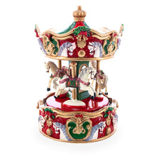 Load image into Gallery viewer, Musical Christmas Figurine with Spinning Carousel Horses