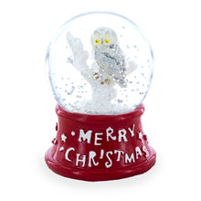 Load image into Gallery viewer, White Owl Perched on Red Base Mini Water Snow Globe