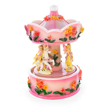 Load image into Gallery viewer, Pink Fairy Floral Carousel Musical Figurine