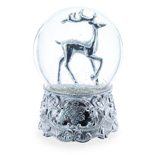 Load image into Gallery viewer, Silver Reindeer Serenade Musical Christmas Water Snow Globe
