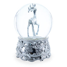 Load image into Gallery viewer, Silver Reindeer Serenade Musical Christmas Water Snow Globe
