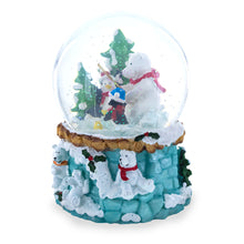 Load image into Gallery viewer, Bear and Penguins Fishing Musical Christmas Water Snow Globe