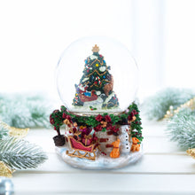 Load image into Gallery viewer, Santa's, Snowman and Canine Companions Musical Water Snow Globe