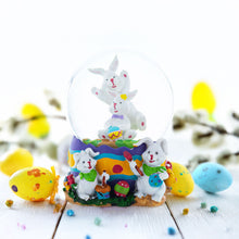 Load image into Gallery viewer, Bunnies Decorating Easter Eggs Musical Water Snow Globe