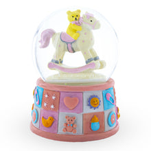 Load image into Gallery viewer, Lullaby Teddy on Rocking Horse Musical Water Snow Globe