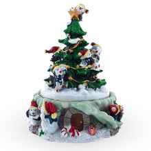 Load image into Gallery viewer, Spinning Christmas Tree Musical Figurine with Decorating Penguins